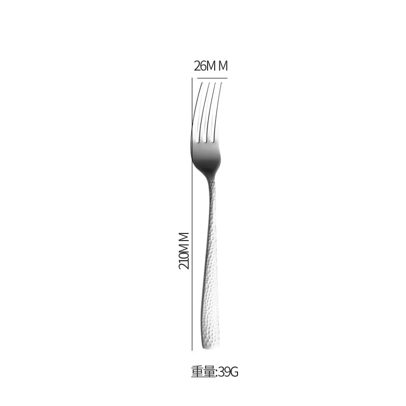 410Stainless Steel Cutlery Restaurant Western Hammered Square Handle Knife Fork Spoon Set Hotel Home Steak Knife Fork