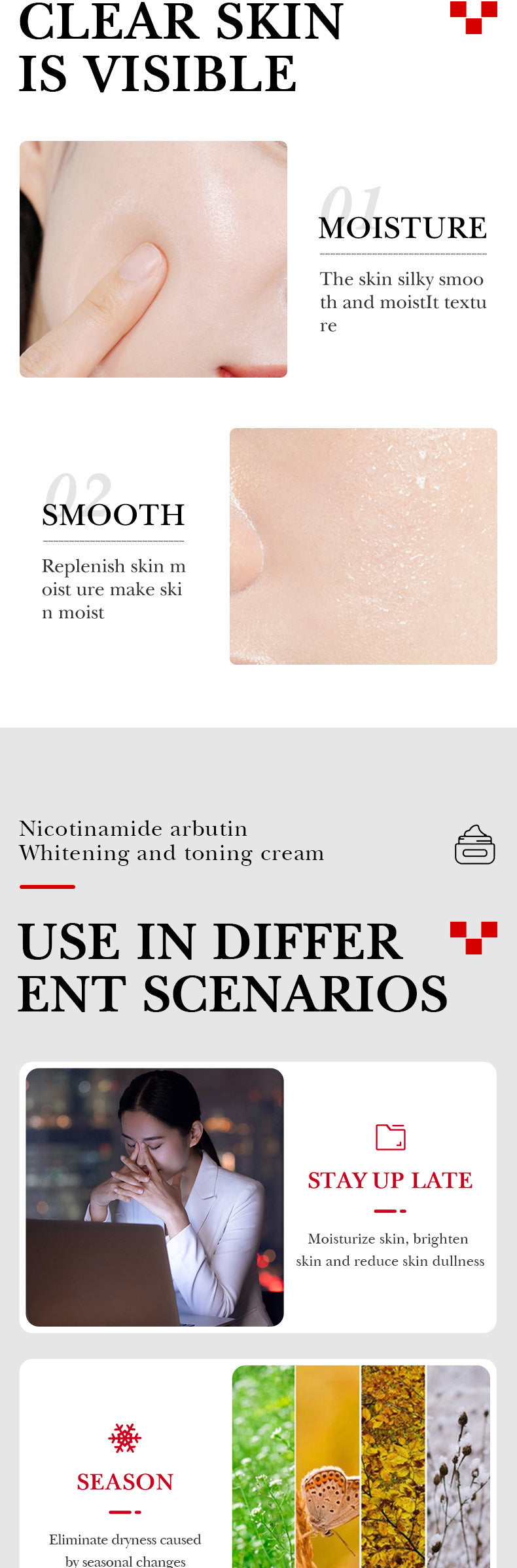 Niacinamide Arbutin Set SADOER Whitening, hydrating, and moisturizing skincare products  wholesale