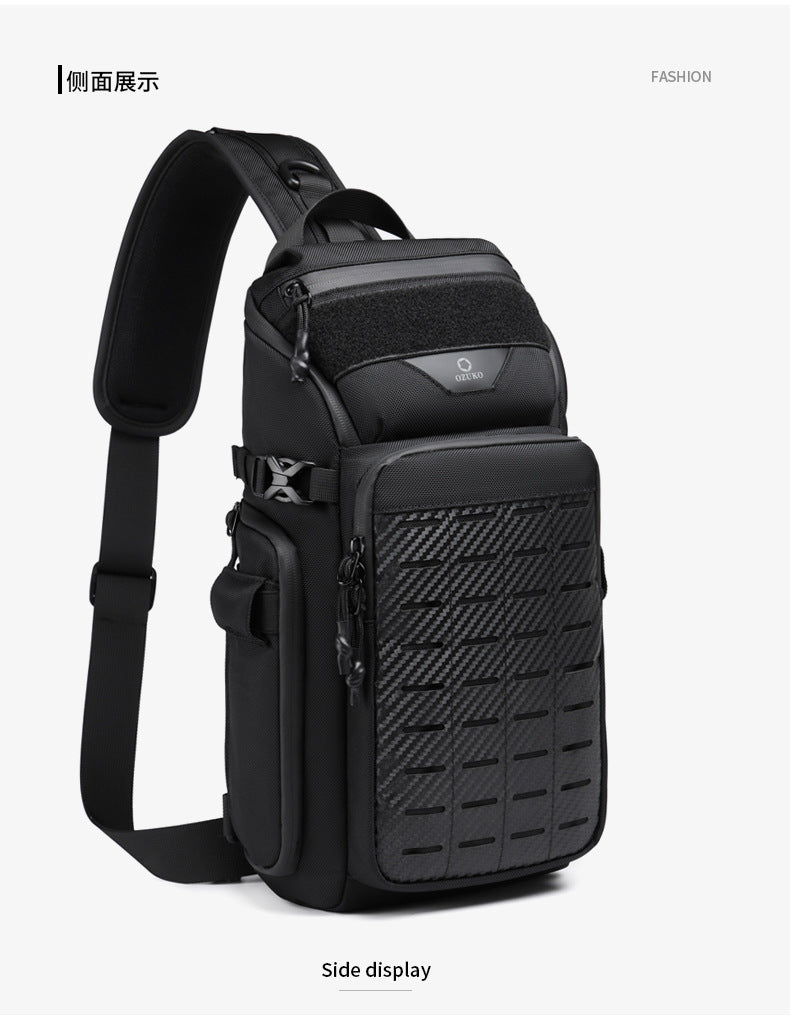 OZUKO Tactical Chest Bag Men's Crossbody Bag Waterproof Multifunctional Outdoor Portable Bag Cycling Trendy Shoulder Bag