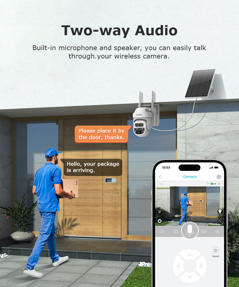 Factory Direct Sales4G Wireless solar camera with multi-zone coverage300Wanshuang Night Vision Garage Corridor Monitoring