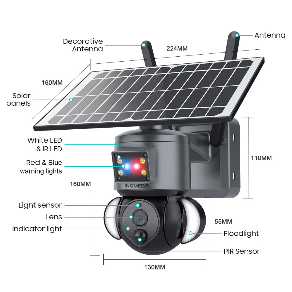 Popular 4G Solar-powered Camera Wireless WIFI Surveillance Camera Hd3MP Lighting Monitoring