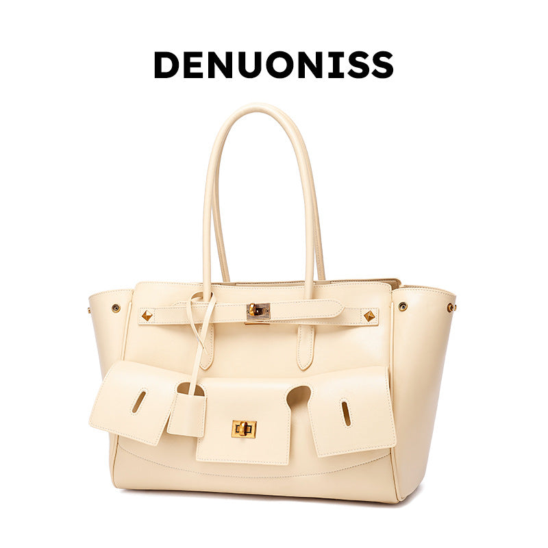 European and American Retro Large Capacity Commuter Tote Bag for Women, Fashionable Women's Bag with High-end Feel, Single Shoulder Underarm Handbag