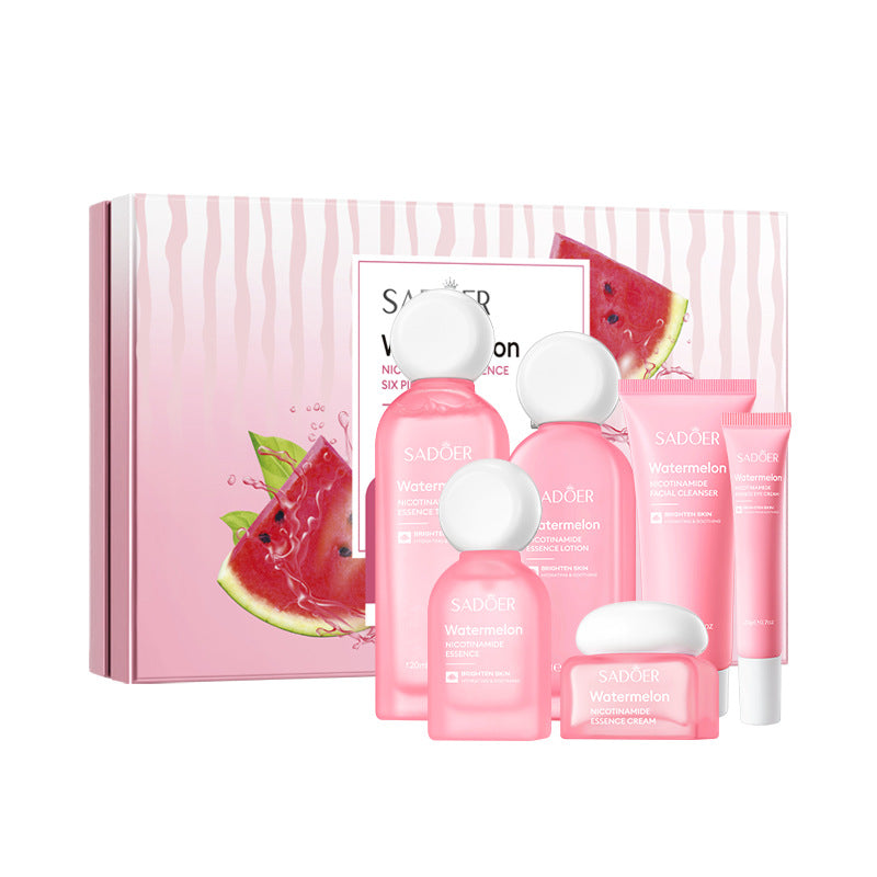 Watermelon Niacinamide Six-Piece Set SADOER Moisturizing and Hydrating Set Box  Wholesale