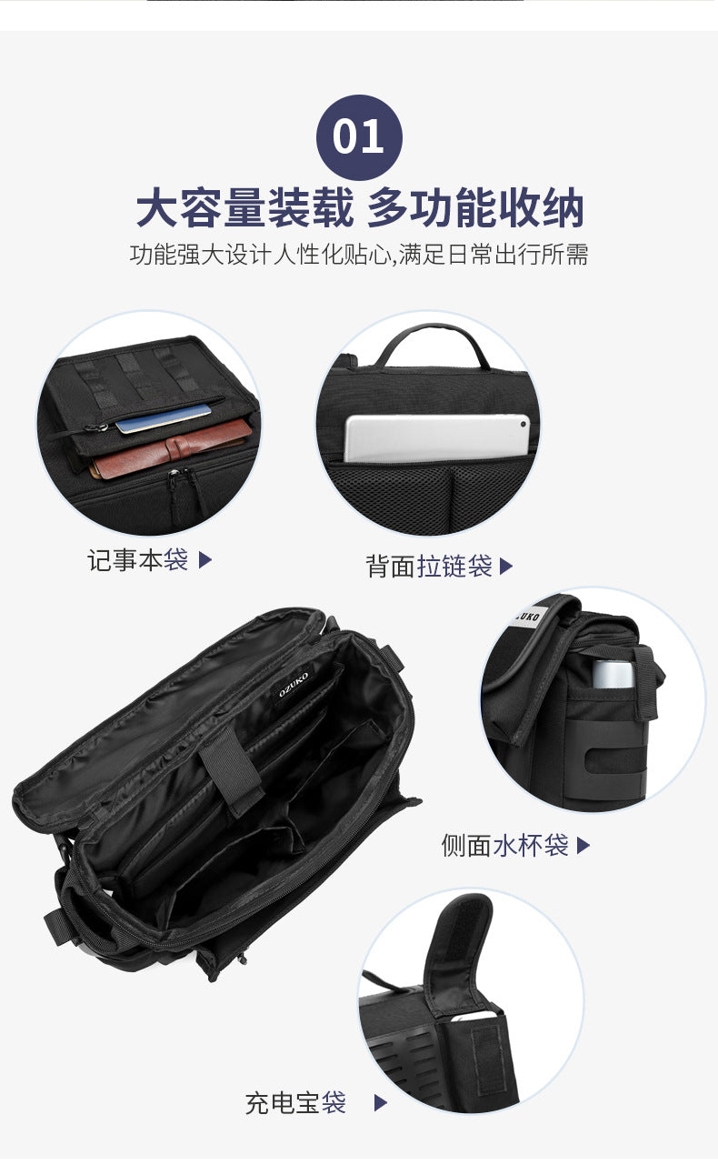 Men's Messenger Bag Multifunctional Crossbody Bag Waterproof Cycling Shoulder Bag Outdoor Commuting Tactical Style Men's Satchel