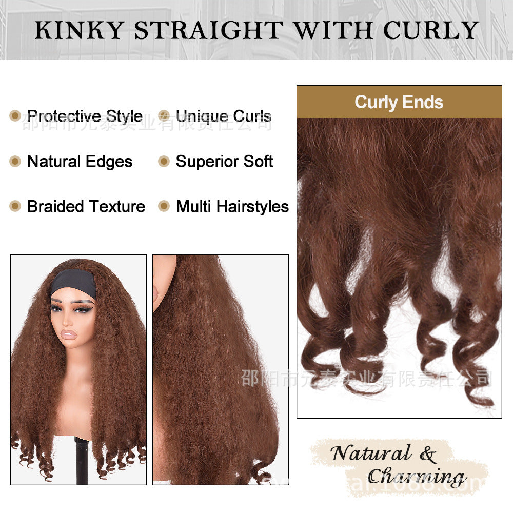 Cross-Border Hot-Selling Wig Factory European and American Fashion Synthetic Hair Mechanism Ice Ribbon VPART Long Curly Hair Curly Hair Top