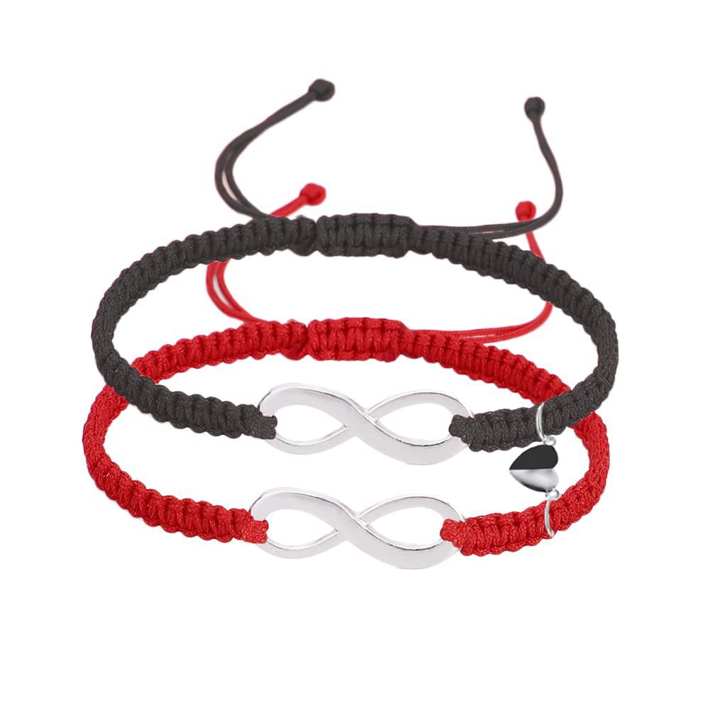 Couple Gift Bracelet Infinite Love Sister Gift Heart Magnetic Adjustable Woven Bracelet8Word Bracelet Set