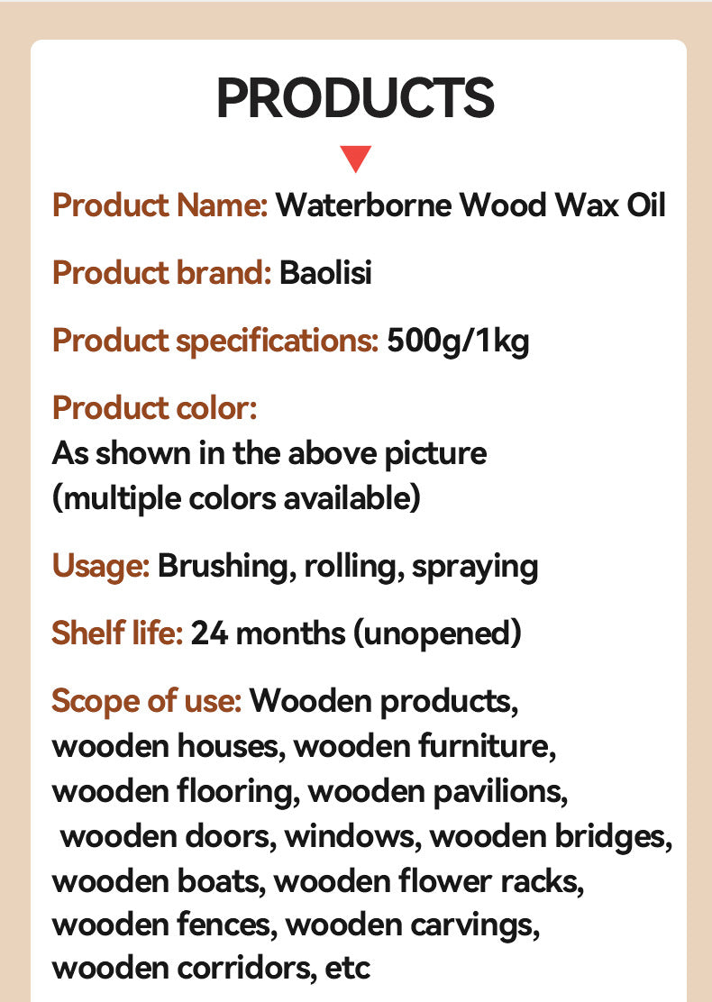 baolisi Water-based Wood Wax Oil Indoor Tables and Chairs Doors and Windows Furniture Renovation Color Change Transparent Wood Latex Paint Coating