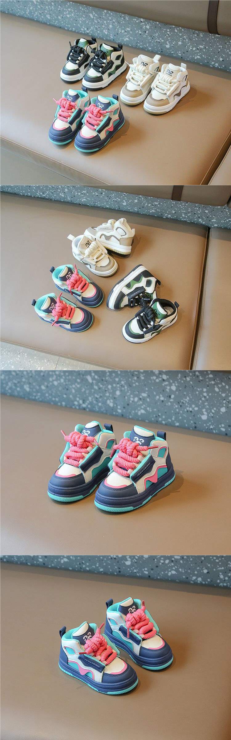 2025Spring Style Dad Shoes Children's Sports Shoes Boys' Casual Sneakers High-top Girls' Loafers Dopamine Kids' Shoes