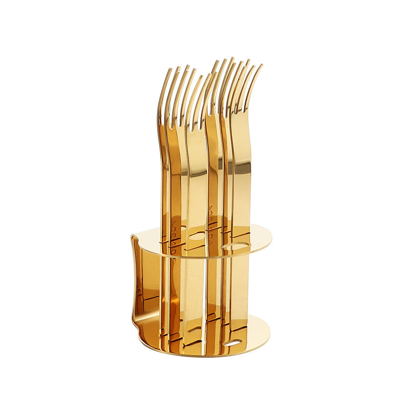304Stainless Steel Fork Hotel Restaurant Fruit Fork with Base6Home Cake Dessert Fork Set