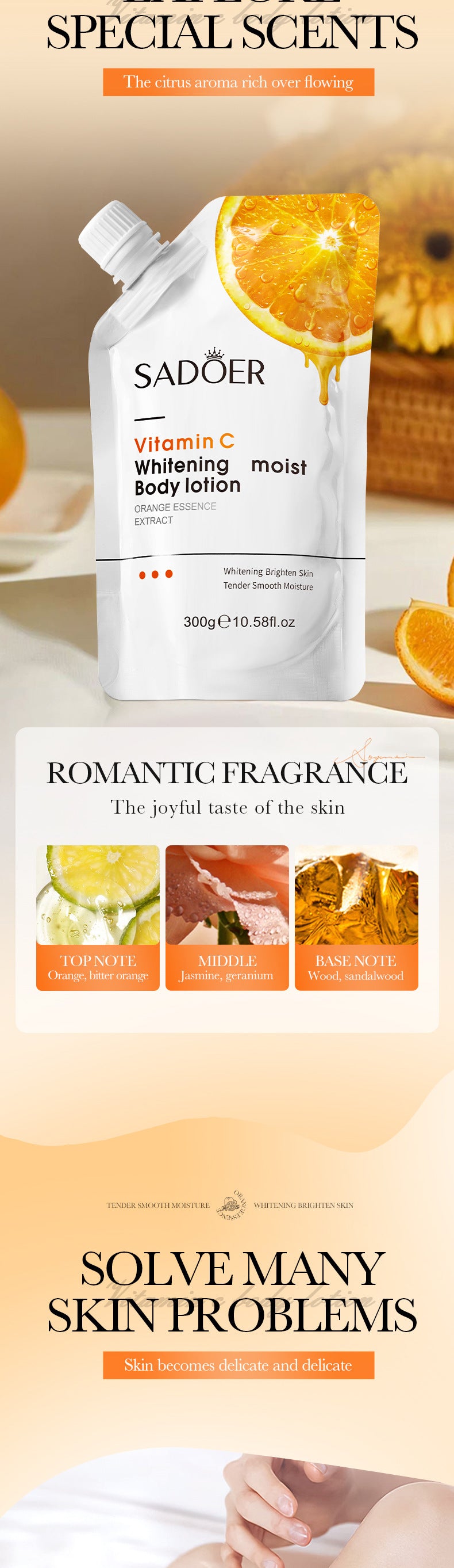 SADOER Vitamin C Whitening and Moisturizing Body Lotion Whitening, hydrating, and moisturizing cross-border foreign trade wholesale