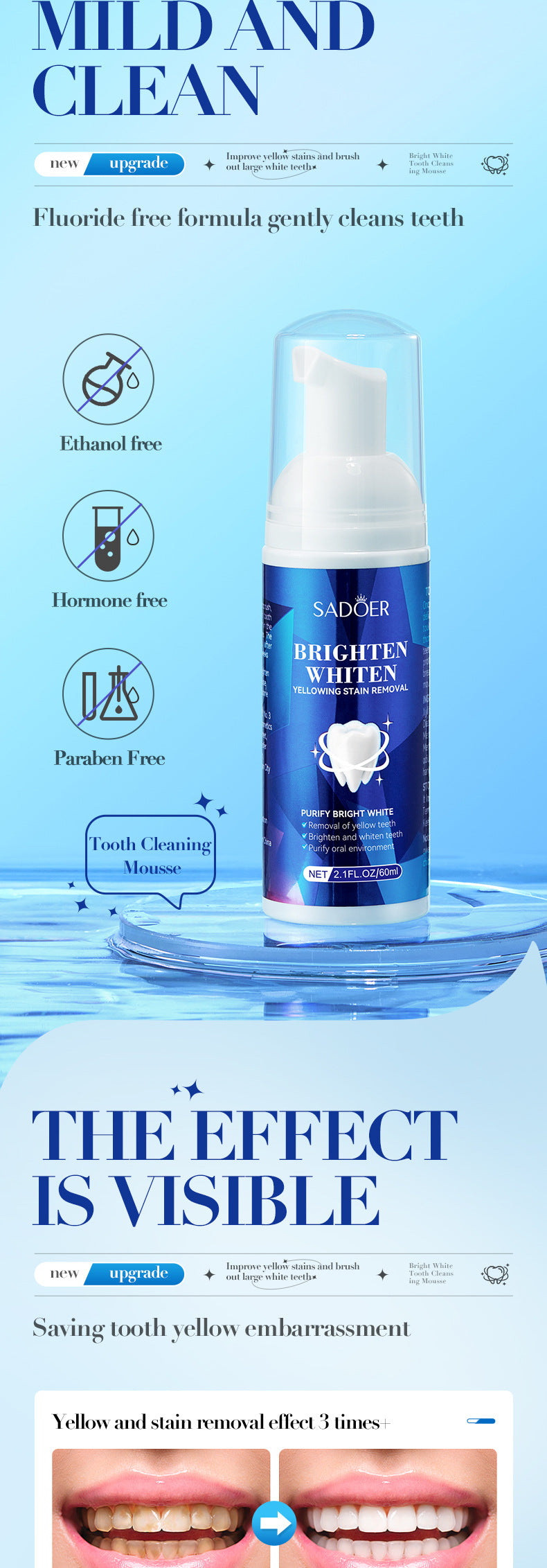Teeth Cleaning Mousse60mlSADOER Clean Tartar, Gum, Teeth, Oral Care,  Foreign Trade Wholesale