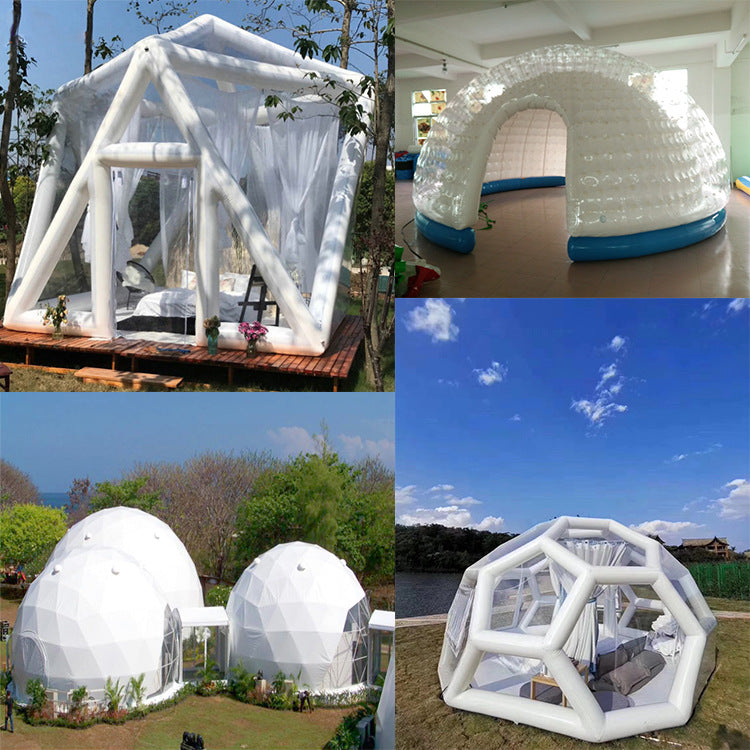Outdoor Double-Layer Transparent Bubble Tent Rooftop Dining Inflatable Starry Sky Homestay Hotel Villa Restaurant Mongolian Yurt