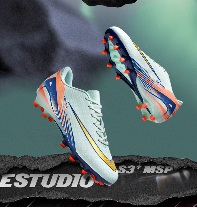 2025New Breathable Football Shoes for Men and Women Students Long Spikes Youth Grass Flat Ground Broken Spikes Training Shoes