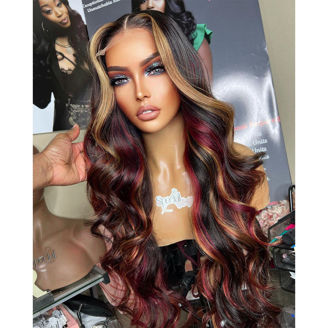 Highlight Wig Red Black 13X4 Synthetic Lace Front Wigs