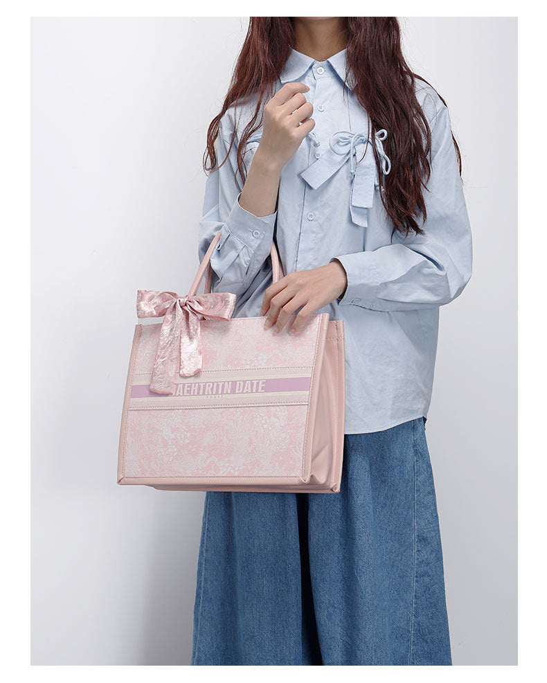 This Year's Trendy Handbag Large Capacity Embroidered Tote Bag for Women Trendy Texture Niche Commuter Handbag