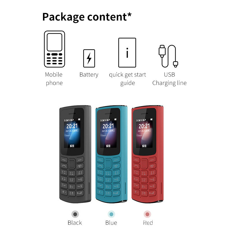 1.4inch black and white screen1.77Inch Color Screen2G GSM Straight button function phone for students and elderly