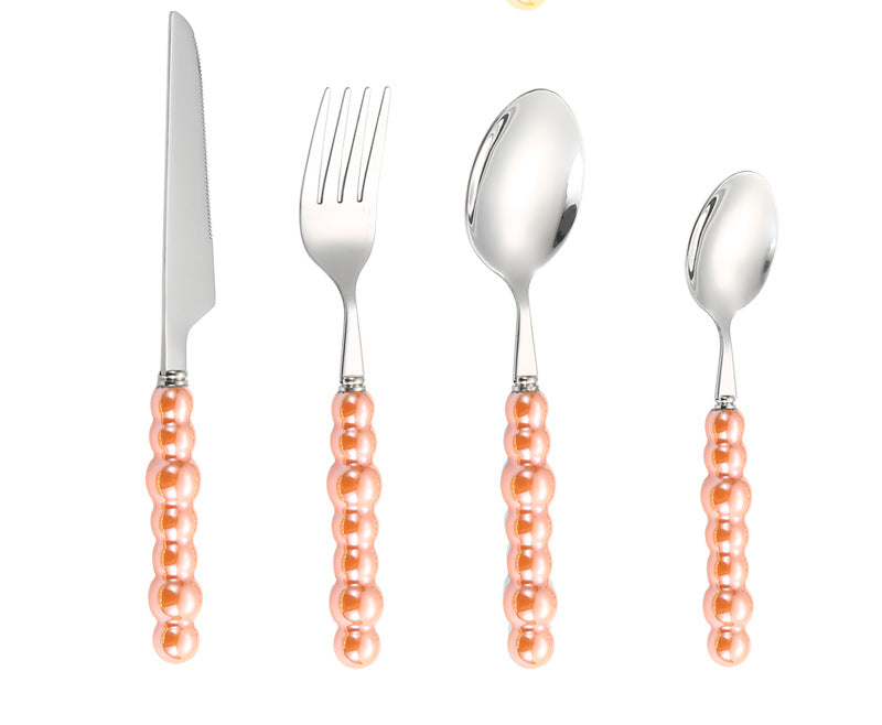 Stainless Steel Tableware Hotel Restaurant Pearl Ceramic Handle Knife Fork Spoon4Set of Western Steak Cutlery