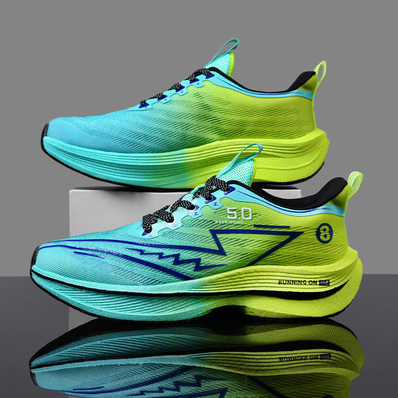 Carbon Plate Running Shoes Mesh Ultra-light Breathable Sports Shoes Men Couple All-match Casual Popcorn Running Shoes Breathable Lightweight