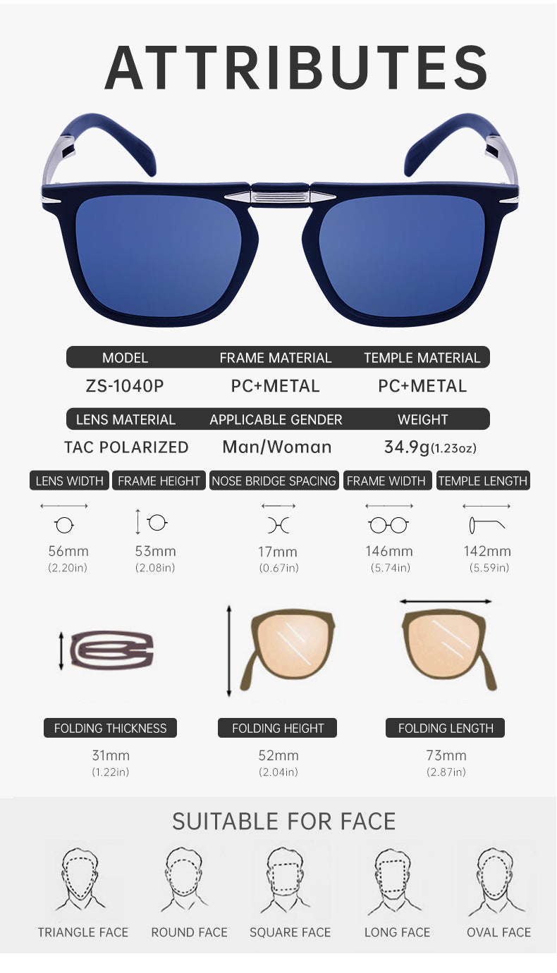 Vintage Polarized Folding Glasses Trendy Fashion Sunglasses Men's Aviator Glasses Wholesale Fishing Sunglasses shades
