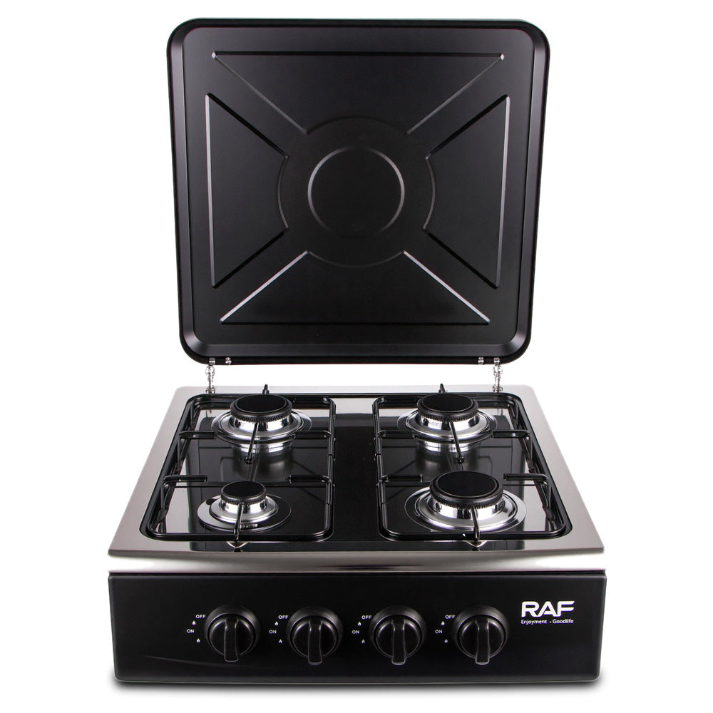 RAF European Standard Full Cover Low Energy Liquefied Gas Tabletop Flameout Protection Glass Rotating Fire Gas Four Burner Panel