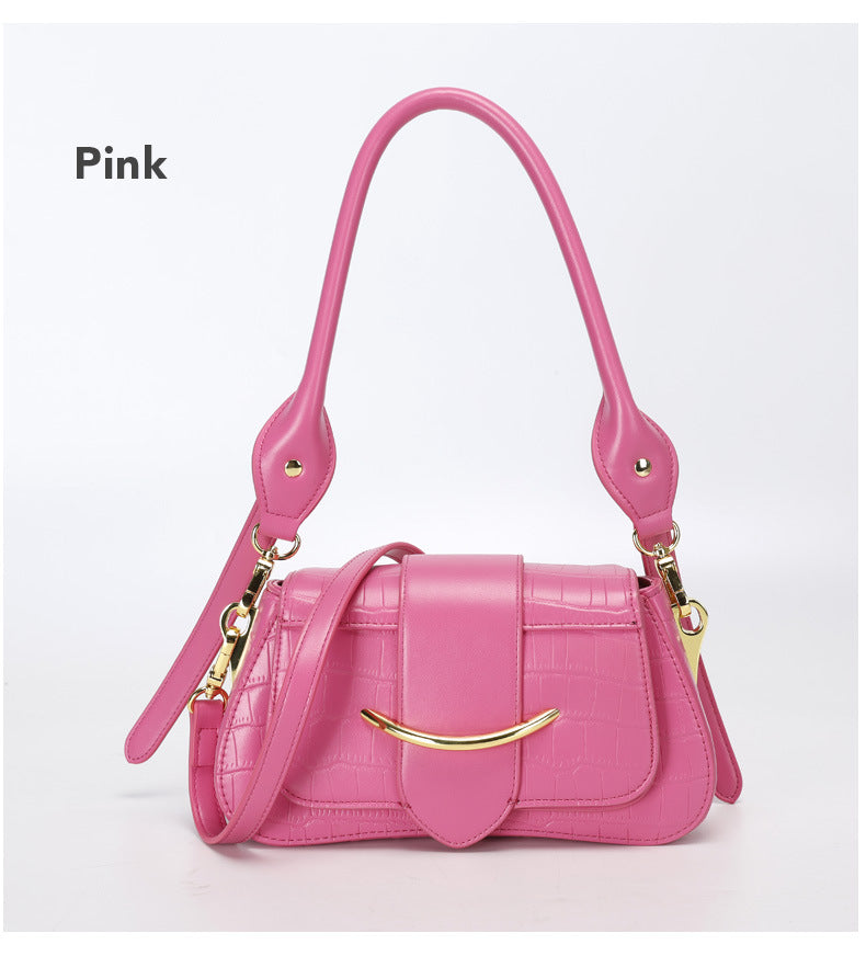 2024Spring Summer New Simple Niche Design Women's Bag Versatile Shoulder Underarm Bag Crocodile Pattern Small Square Bag Crossbody Bag