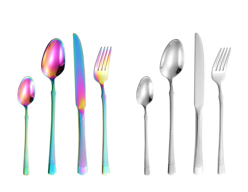201Stainless steel tableware hotel high-end cutlery set24Set of Restaurant Star Point Steak Knife and Fork Set