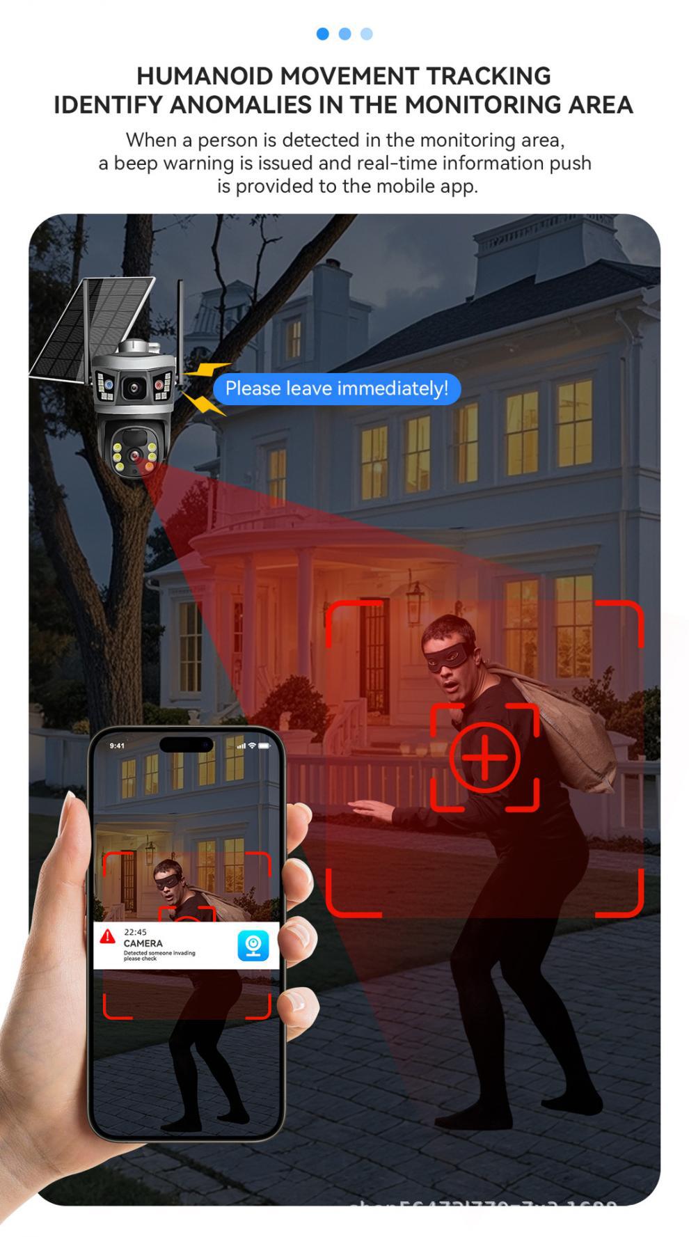 V380Solar Surveillance Camera Manufacturer Direct Sale Dual Lens Dual Screen Outdoor No Electricity No Network4G Monitor