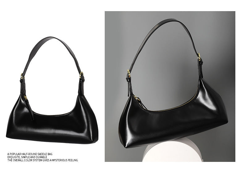 Factory2024New Fashion Retro Soft Leather Underarm Bag Niche Design Simple Single Shoulder Commuter Bag