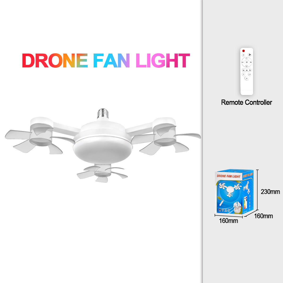 50W Drone Style Ceiling Fan Light E27Fan Light led Fan Light Folding Ceiling Light3Color Light