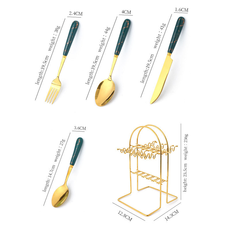 Stainless Steel Ceramic Tableware24Set of Western Cutlery Knife Fork Spoon Gift Box Nordic Style