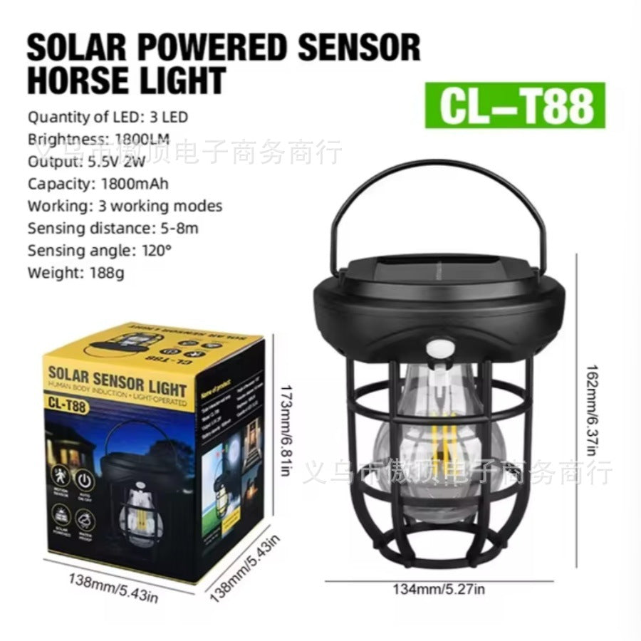 New Solar Tungsten Wall Light Human Body Sensor Camping Bulb Light Emergency Light Outdoor Camping Light