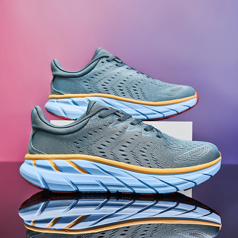 HK Jacquard Mesh Breathable Outdoor Casual Shoes Men's Anti-Slip Soft Sole Lightweight Sports Running Shoes
