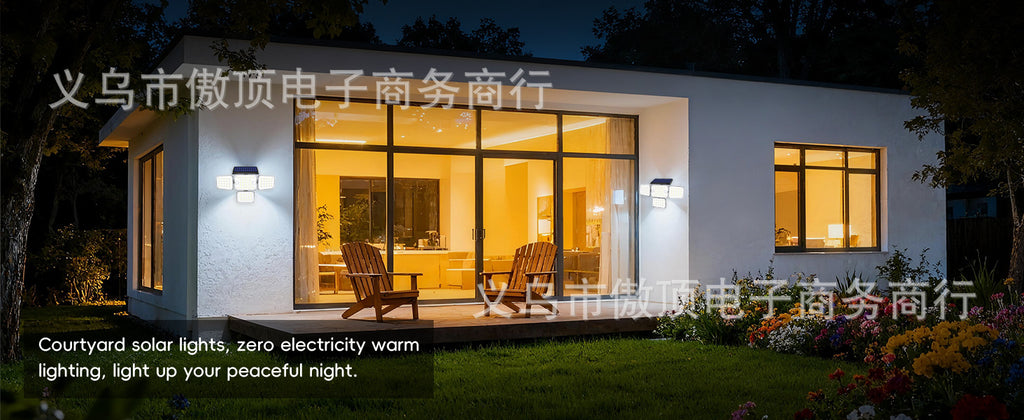 Solar Wall Light Four-Head Upgraded Dual-Sensor Rotating Outdoor Street Light Human-Sensor Garden Light