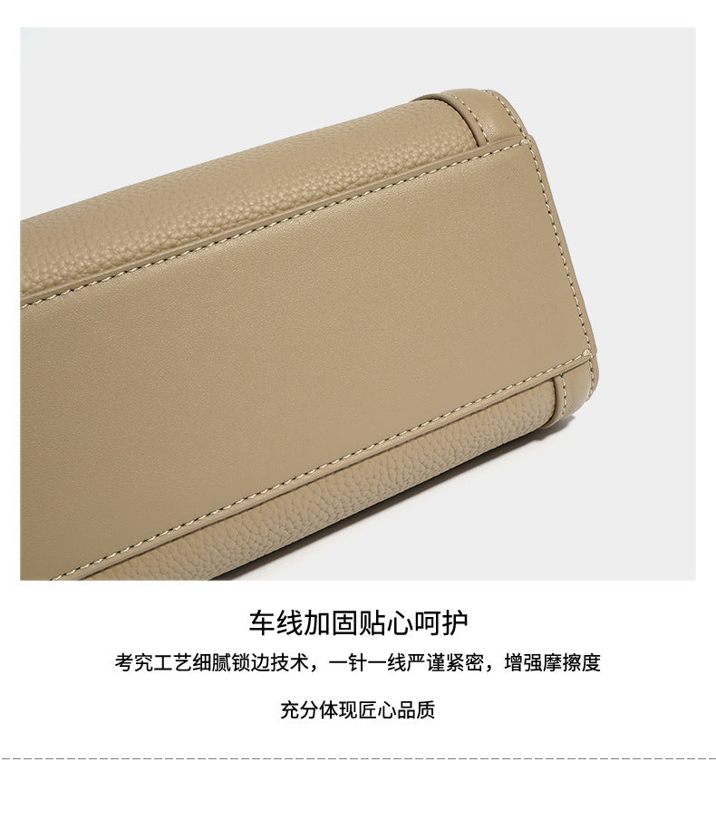 New Top Layer Cowhide Boston Bag Fashion Women's Bag Simple Texture Cowhide Shoulder Crossbody Bag Niche Design Sense