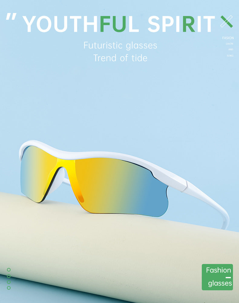 European and American Style Half-Frame Cycling Sunglasses Windproof Sunglasses for Women Personalized Outdoor Sports Running Glasses Eye Protection for Men