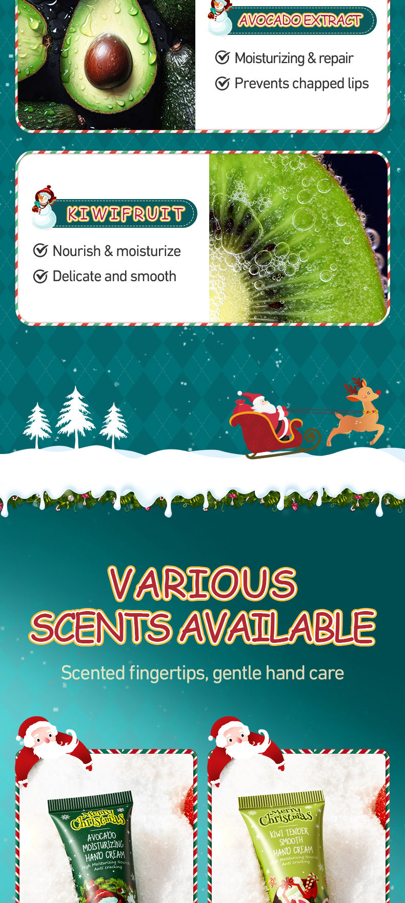 Christmas Hand Cream Lip Balm Combo Set SADOER Anti-chapping Moisturizing  Wholesale