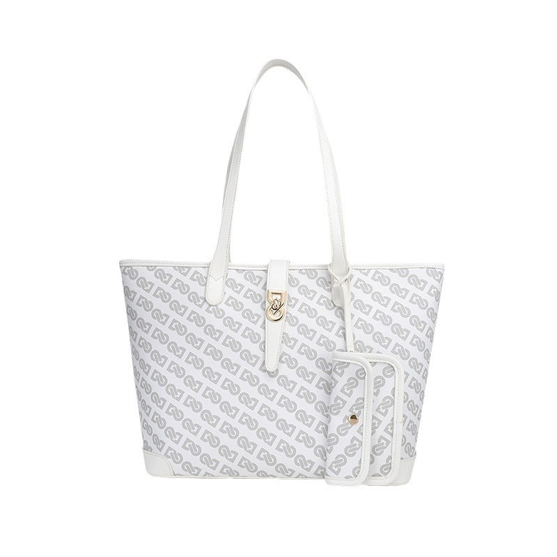 Original Design Retro Print Tote Bag for Work Commute Large Capacity Shoulder Bag Niche Versatile Fashion Handbag