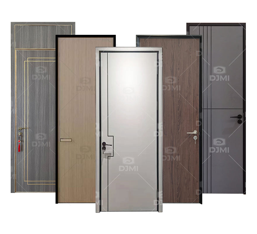 American Latest Design Modern Apartment Solid Wooden Door Veneer Panel Black Walnut Interior Room Door