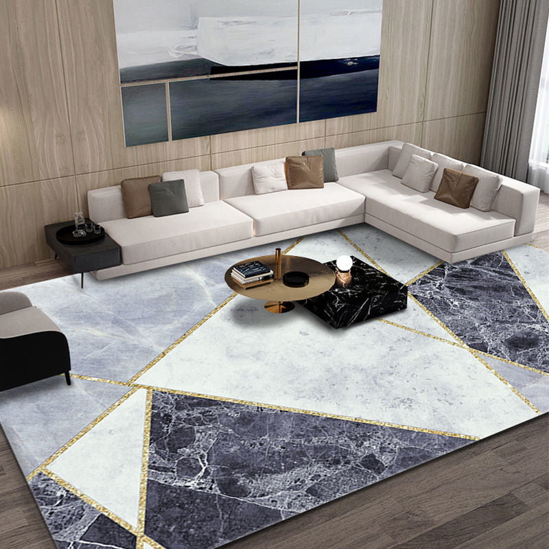 Carpet for Living Room, Stain-Resistant, Easy to Clean, Crystal Velvet Sofa Coffee Table Rug, Cooling, Silent, Light Luxury, Non-Slip Bedroom Bedside Rug