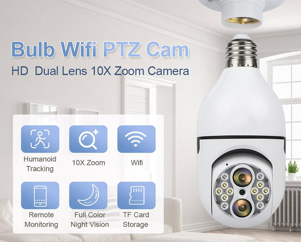 Binocular Bulb Surveillance Camera Zoom Lamp Head Surveillance Camera Full Color Night Vision Smart Lamp Head