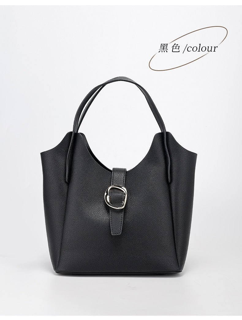 Genuine Leather2024New Summer Trend Commuter Handheld Basket Bag for Women, Niche Versatile Shoulder Crossbody Bag