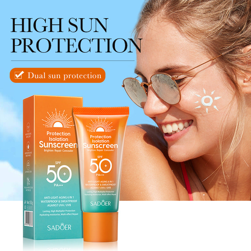 Sunscreen50g SADOER Isolation Sunscreen Repair UV Protection Sunscreen Lotion  Wholesale