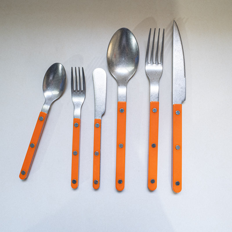 ins Western Dining Tableware ABS Rivet Handle Creative Korean Tableware Clip Handle304Stainless Steel Tableware Snowflake Distressed