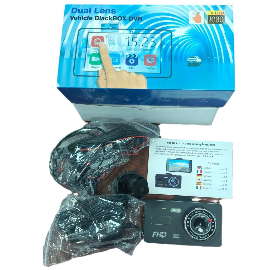 Car HD1080P Touch Screen4Dual Lens Front and Rear Dual Recording Dash Cam with Rear View Camera