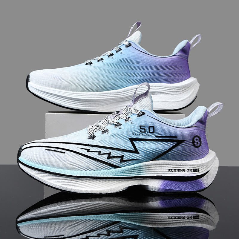 Carbon Plate Running Shoes Mesh Ultra-light Breathable Sports Shoes Men Couple All-match Casual Popcorn Running Shoes Breathable Lightweight