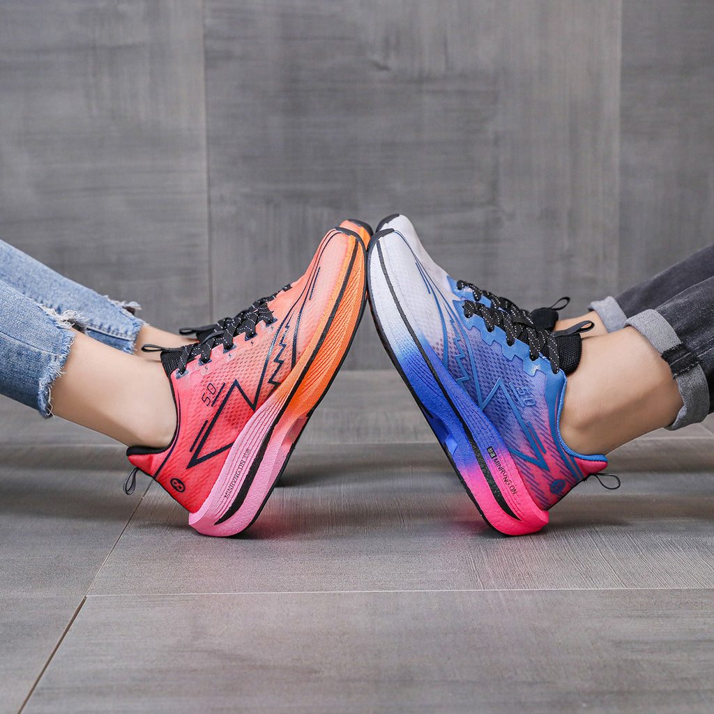 Carbon Plate Running Shoes Mesh Ultra-light Breathable Sports Shoes Men Couple All-match Casual Popcorn Running Shoes Breathable Lightweight