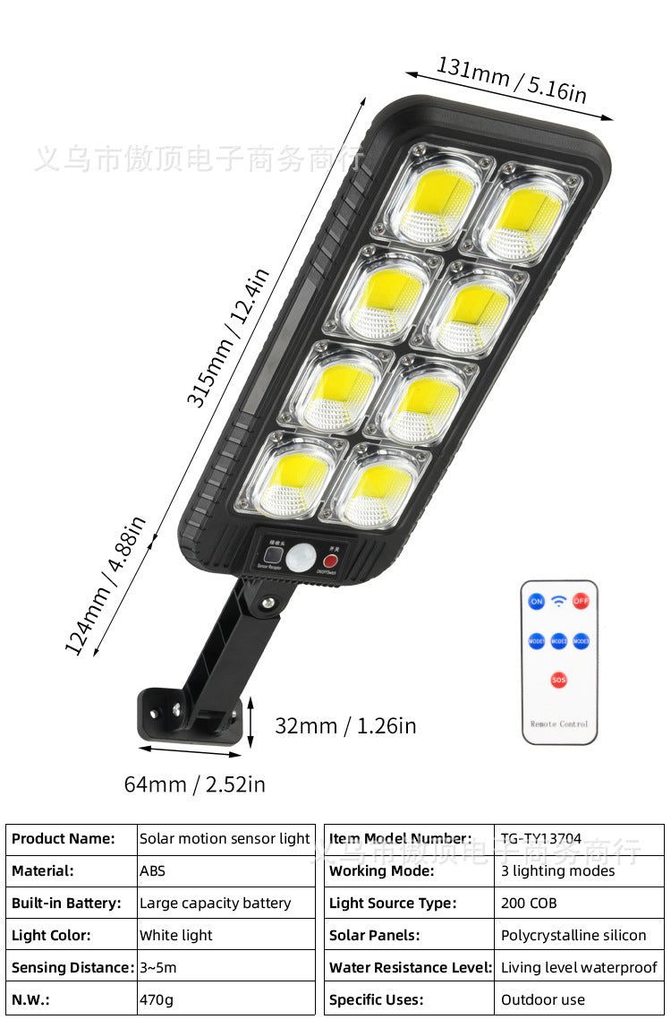 New solar light for outdoor use LED Wall Lamp Remote-Controlled Garden Path Light Garage Light with Human Body Sensor