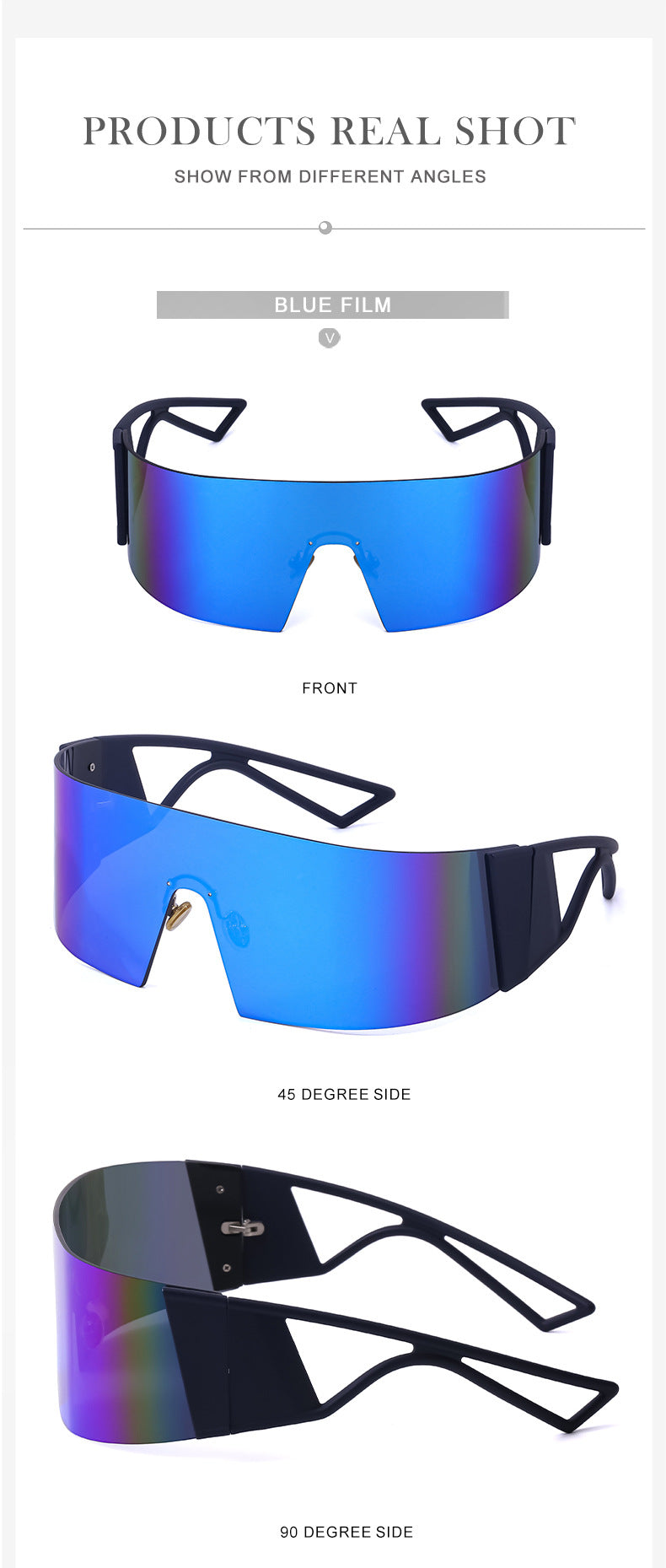 Outdoor Sports Cycling Glasses for Women, Colorful Integrated Windproof Sunglasses, Trendy European and American Style, Large Frame Sunshade and Sun Protection Sunglasses