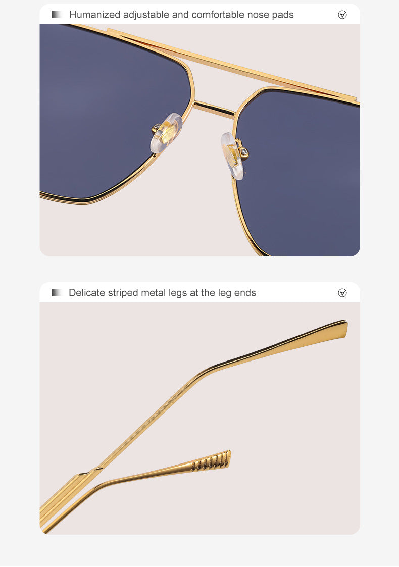 Men's Retro Double Bridge Sunglasses shades Europe and America ins Large Frame Sunglasses for Men Trendy Outdoor Cycling Glasses Wholesale