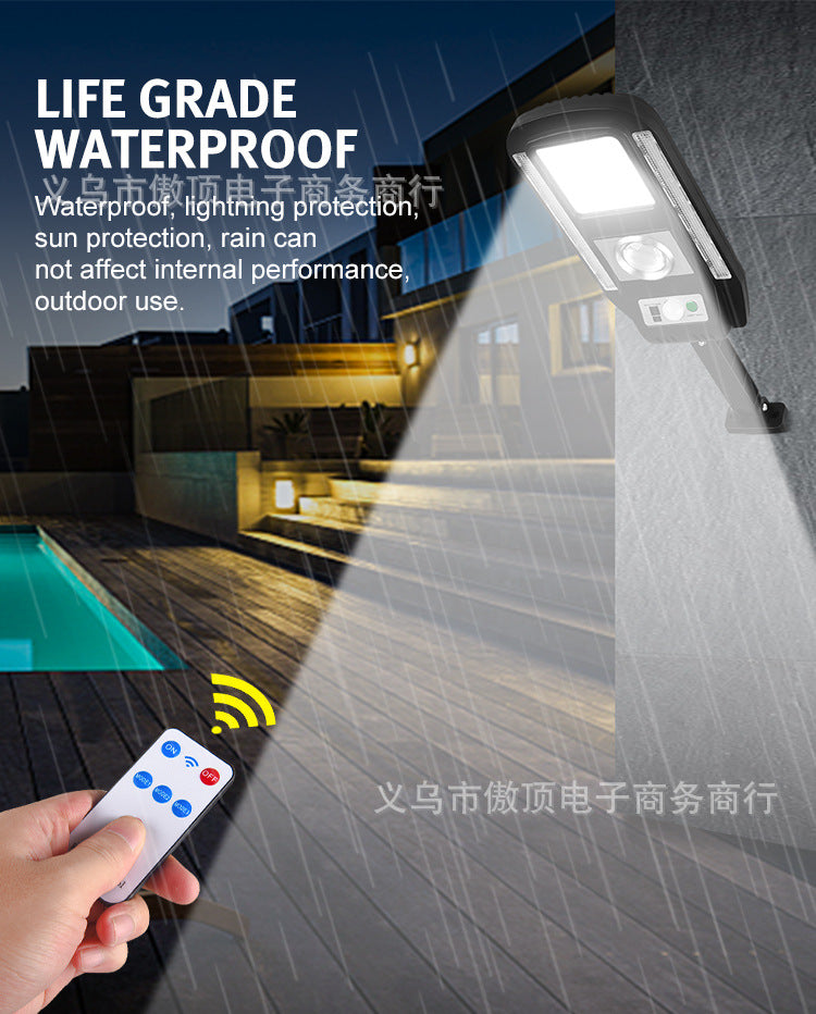 New outdoor solar light with colorful warning street light COB Garden Light with Human Body Sensor with Remote Control